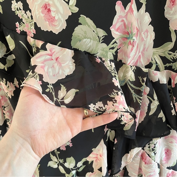 Chaps Pink Floral Midi Skirt with Ruffles Women’s Size 10 - Picture 8 of 10